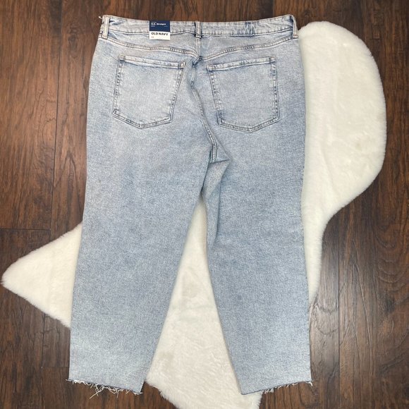 Old Navy Jeans 22 High-Rise OG Straight Leg Ankle Acid Wash Ripped Stretch - Picture 4 of 12